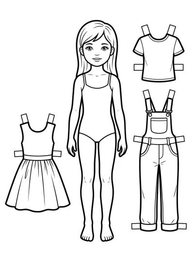 Desenho de Boneca de Papel para colorir