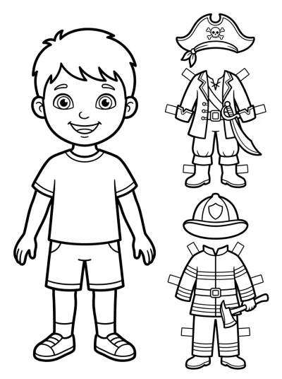 Desenho de Boneco de Papel para colorir