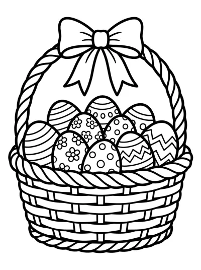 Desenho de Cesta de Páscoa para colorir
