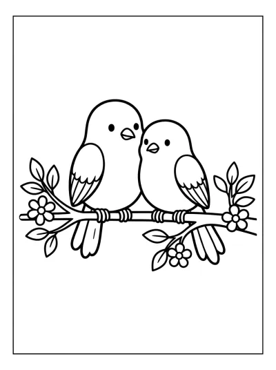 Desenho de Casal de Passarinhos para colorir