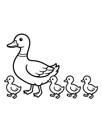 Desenho de Pata com Patinhos para colorir