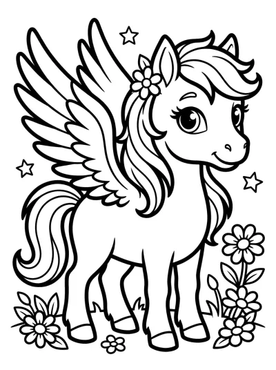 Desenho de Pégaso em Pé para colorir