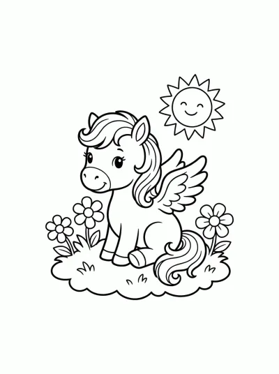 Desenho de Pégaso Filhote para colorir