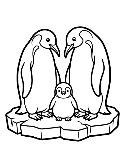 Desenho de Família de Pinguins para colorir