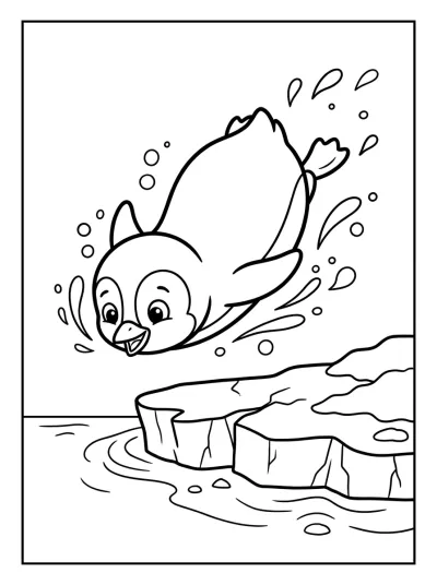 Desenho de Pinguim Mergulhando para colorir