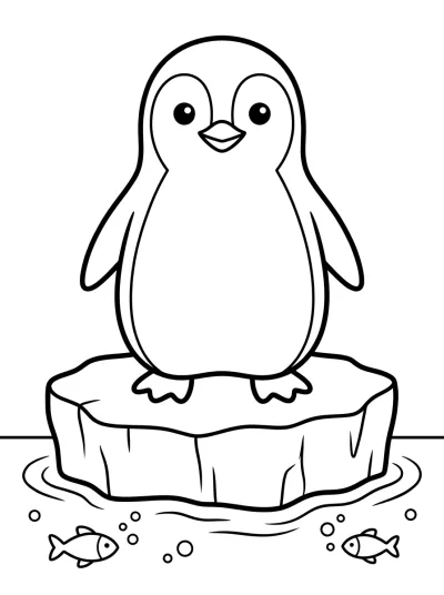 Desenho de Pinguim no Gelo para colorir