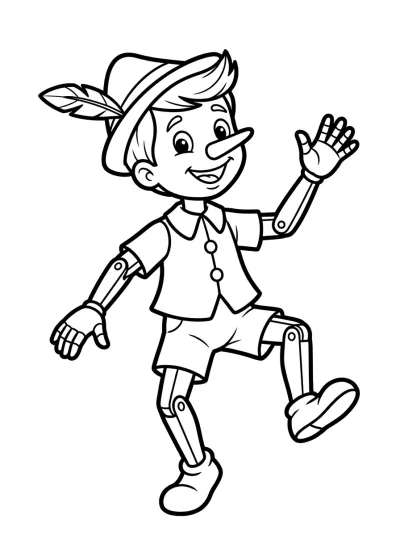 Desenho de Pinóquio Feliz para colorir