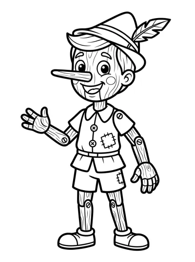 Desenho de Pinóquio de Nariz Comprido para colorir