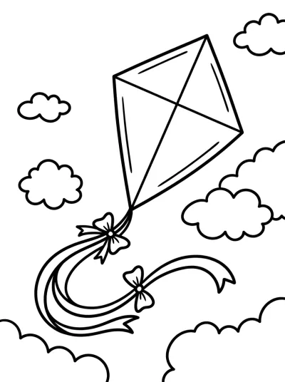 Desenho de Pipa no Céu para colorir