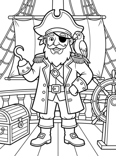 Desenho de Pirata no Navio para colorir