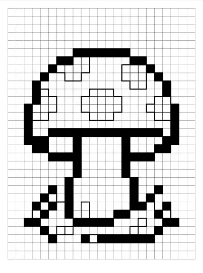 Desenho de Cogumelo Pixel para colorir