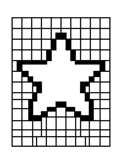 Desenho de Estrela em Pixel Art para colorir