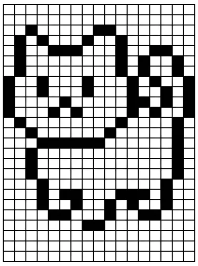 Desenho de Gato em Pixel Art para colorir