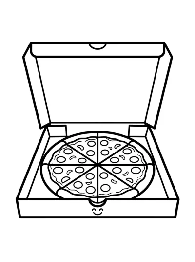 Desenho de Caixa de Pizza para colorir