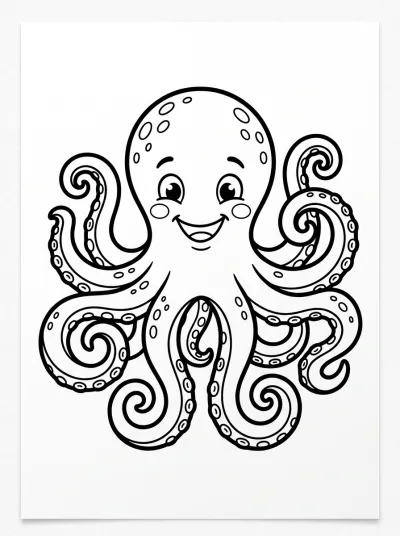 Desenho de Polvo Sorridente para colorir