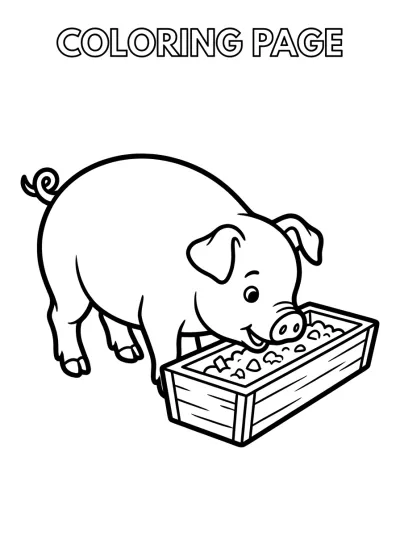 Desenho de Porquinho Comendo para colorir