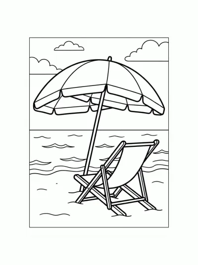 Desenho de Guarda-sol na Praia para colorir