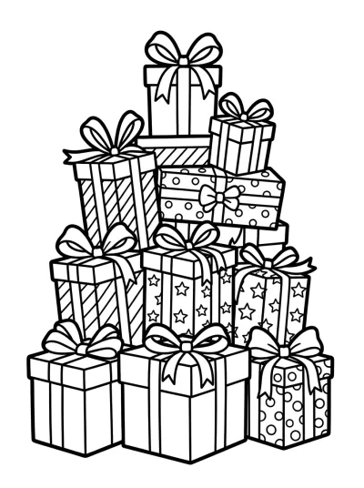 Desenho de Pilha de Presentes para colorir
