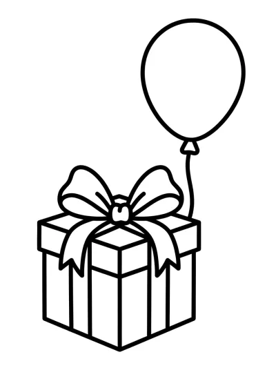 Desenho de Presente com Balão para colorir
