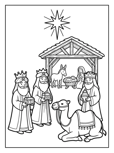 Desenho de Os Três Reis Magos para colorir