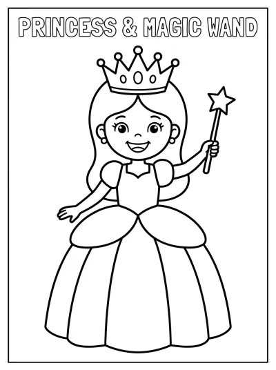 Desenho de Princesa com Varinha para colorir
