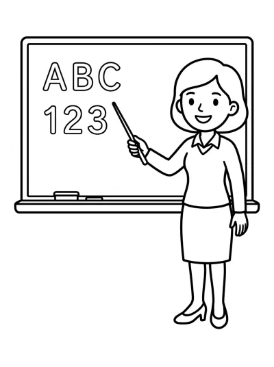 Desenho de Professora para colorir