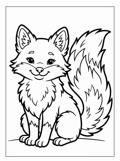 Desenho de Raposa Sentada para colorir