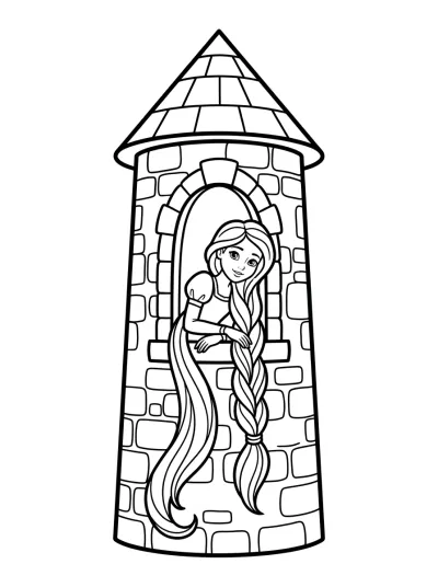 Desenho de Rapunzel na Torre para colorir