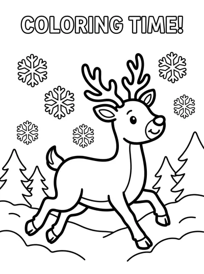 Desenho de Rena na Neve para colorir