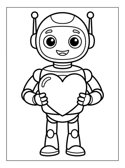 Desenho de Robô com Coração para colorir