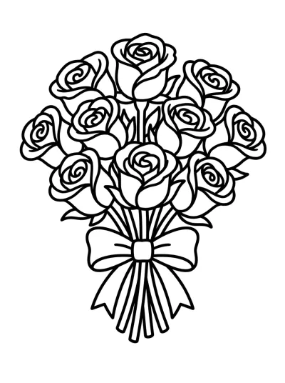 Desenho de Buquê de Rosas para colorir