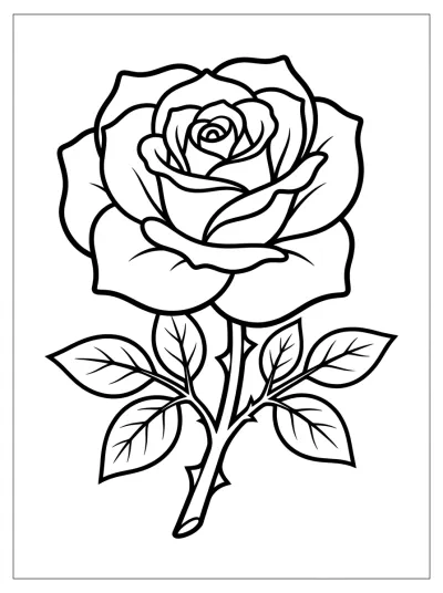 Desenho de Rosa em Flor para colorir