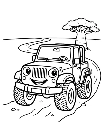 Desenho de Jipe de Safári para colorir