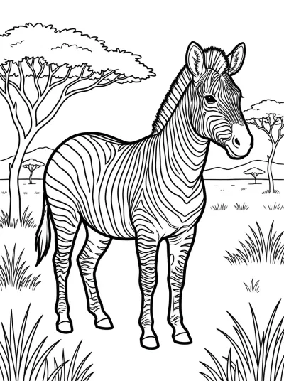 Desenho de Zebra no Safári para colorir