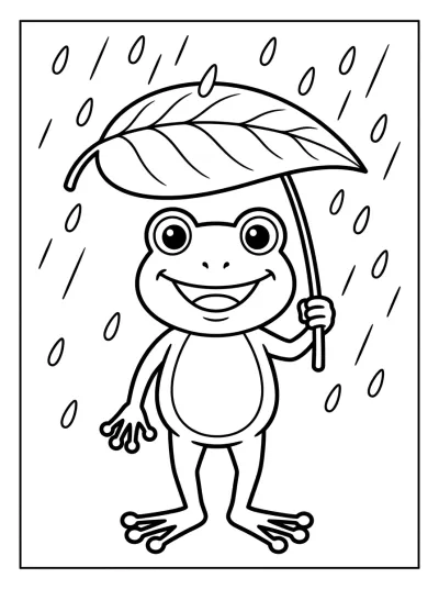 Desenho de Sapo na Chuva para colorir