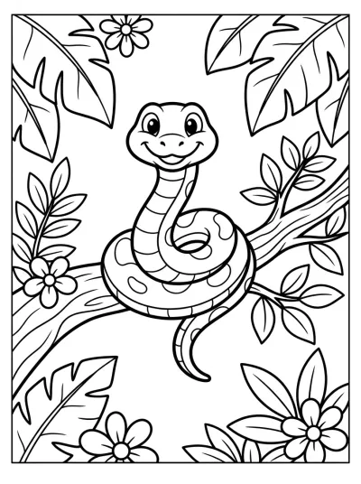 Desenho de Cobra na Selva para colorir
