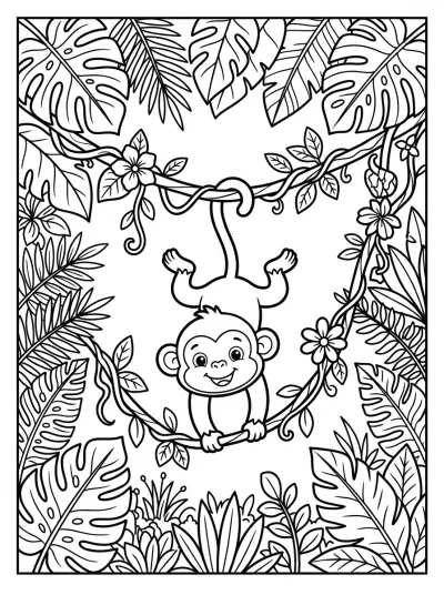 Desenho de Macaco na Selva para colorir