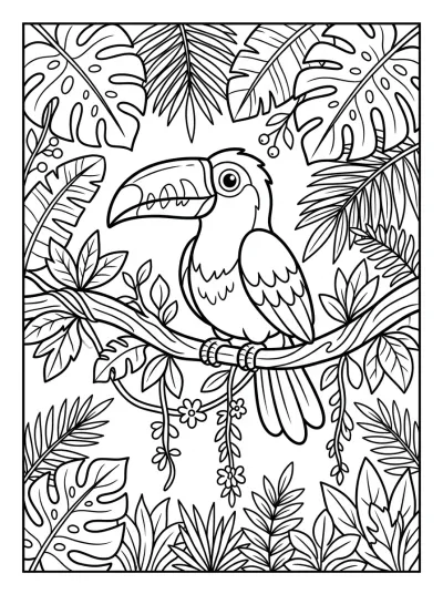Desenho de Tucano na Selva para colorir