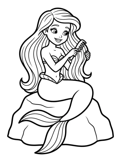 Desenho de Sereia na Rocha para colorir