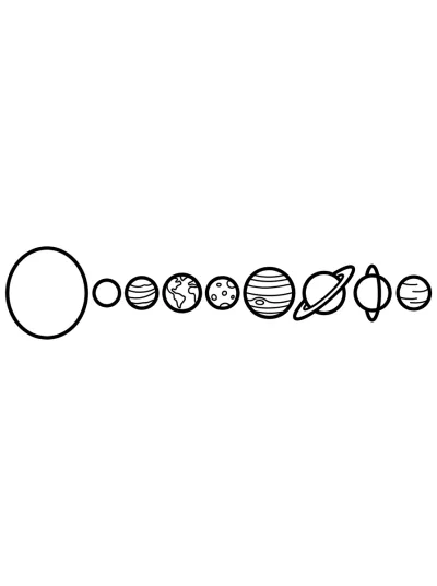 Desenho de Planetas em Fila para colorir