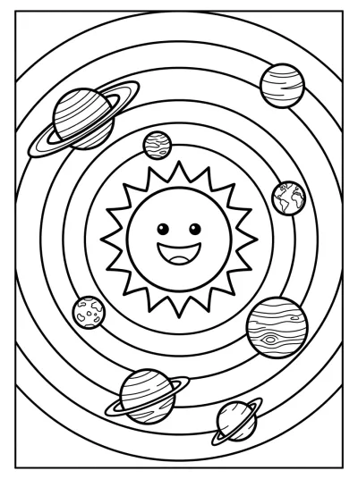 Desenho de Sistema Solar para colorir