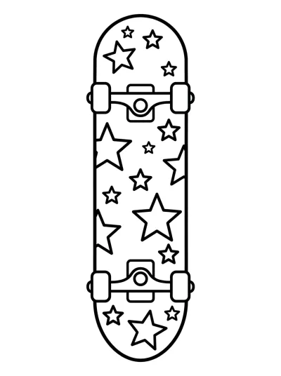 Desenho de Skate com Estrelas para colorir