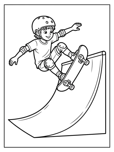 Desenho de Skatista na Rampa para colorir