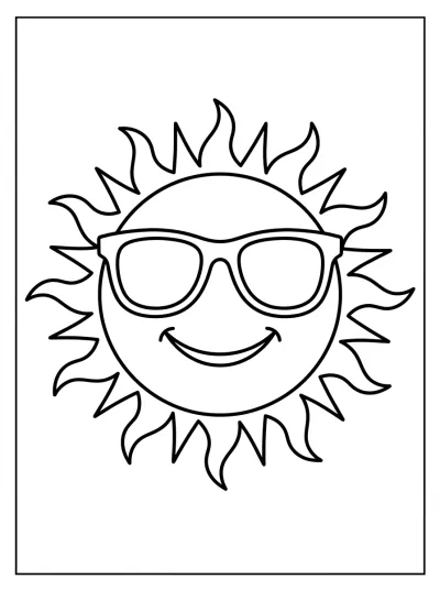 Desenho de Sol com Óculos para colorir
