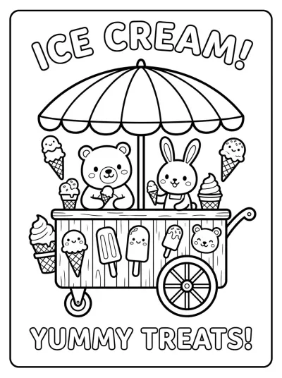 Desenho de Carrinho de Sorvete para colorir