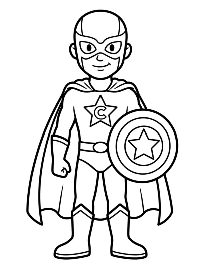 Desenho de Super-herói com Escudo para colorir