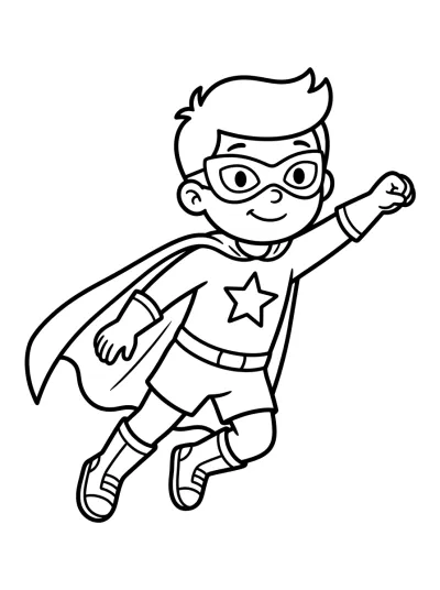 Desenho de Super-Herói Voando para colorir