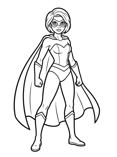 Desenho de Super-heroína com Capa para colorir