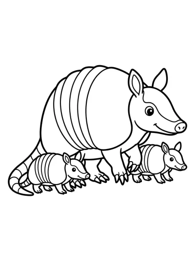 Desenho de Família de Tatus para colorir