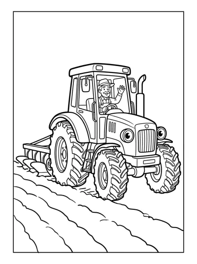 Desenho de Trator Arando para colorir